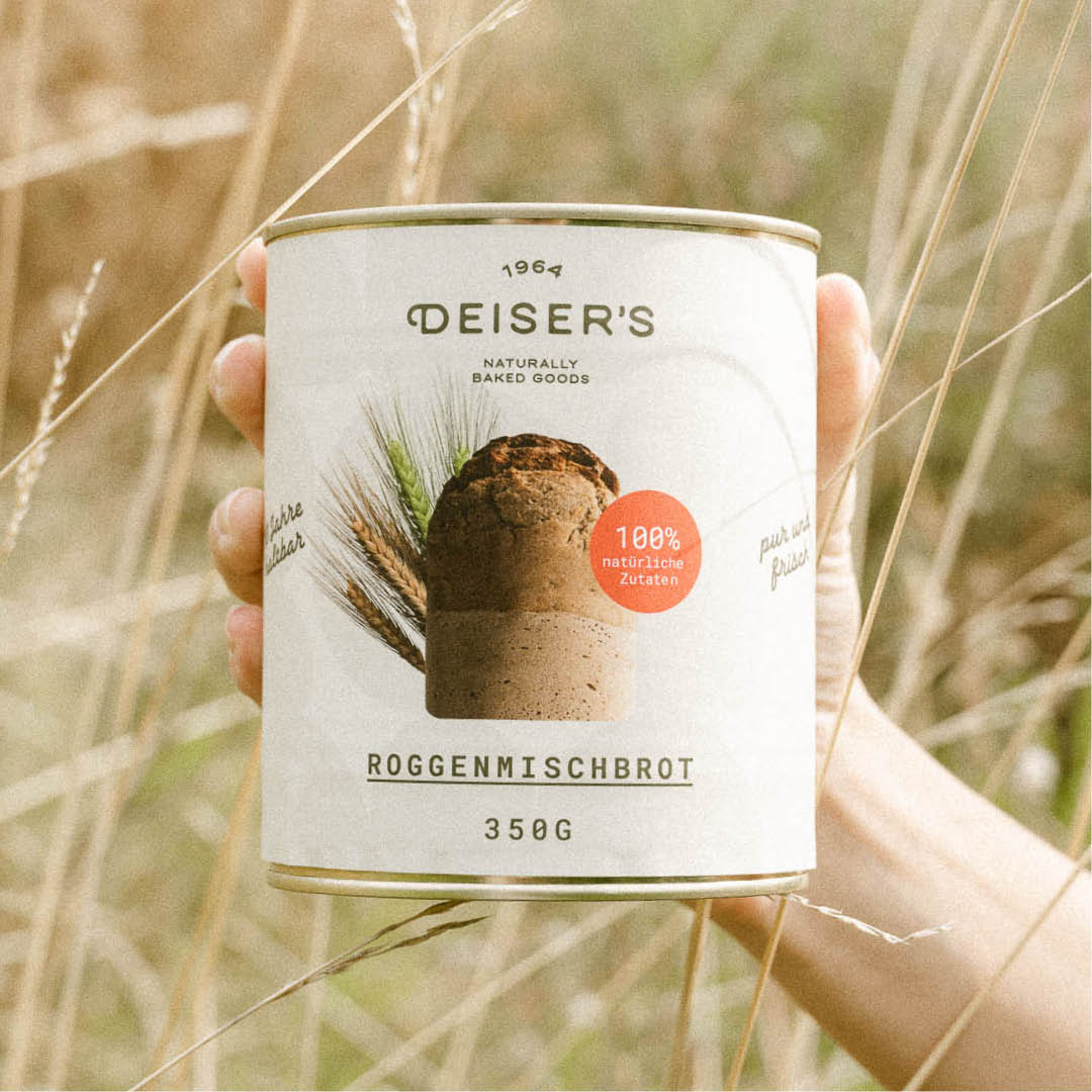 Roggenmischbrot, 350g (6 Stück) von Bäckerei Deiser – haltbares Dosenbrot