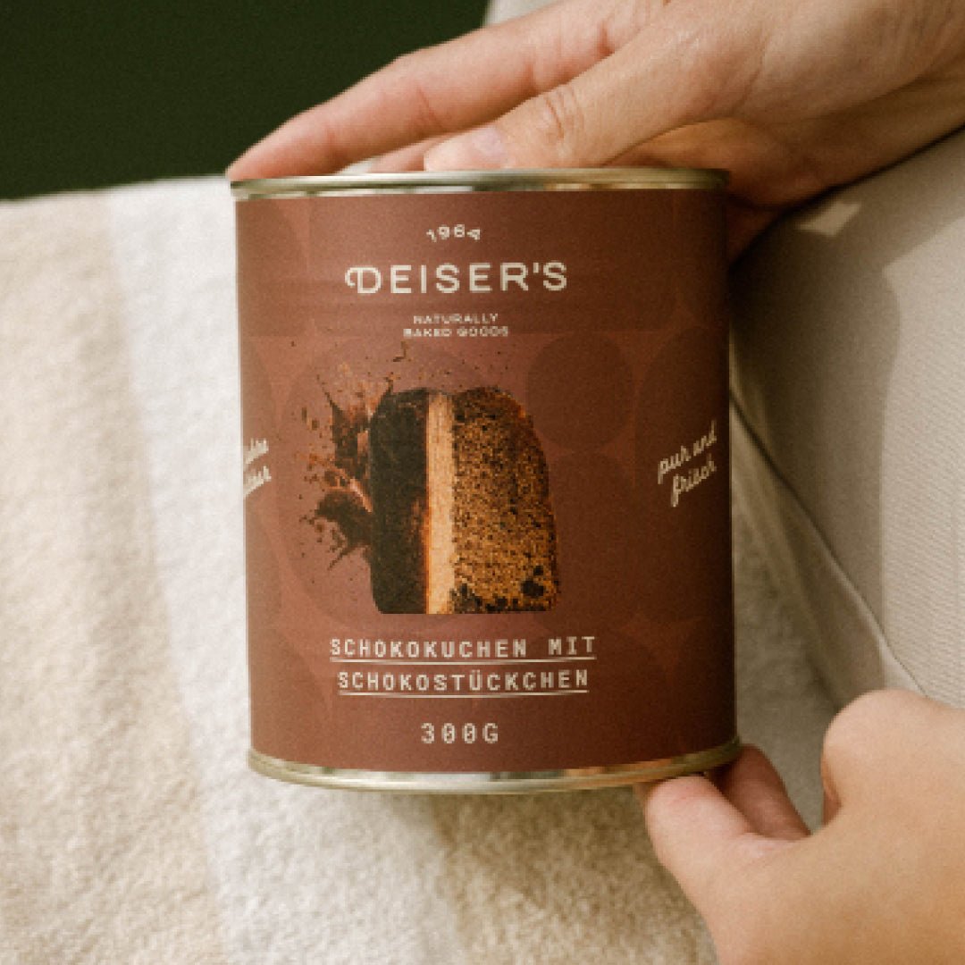Schokokuchen mit Schokostückchen, 300g (6 Stück) von Bäckerei Deiser – haltbares Dosenbrot