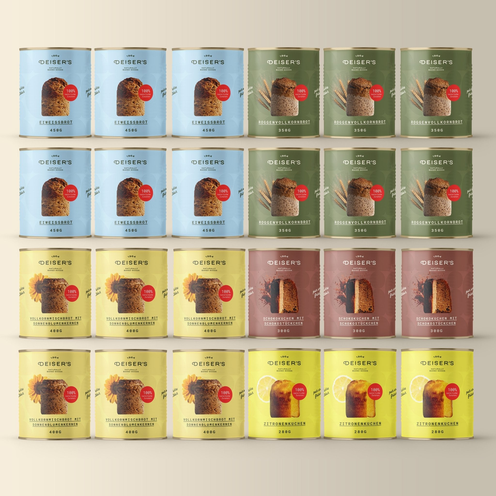 Vorratspaket - 14 Tage für 1 Person (24 Dosen) () von Bäckerei Deiser – haltbares Dosenbrot