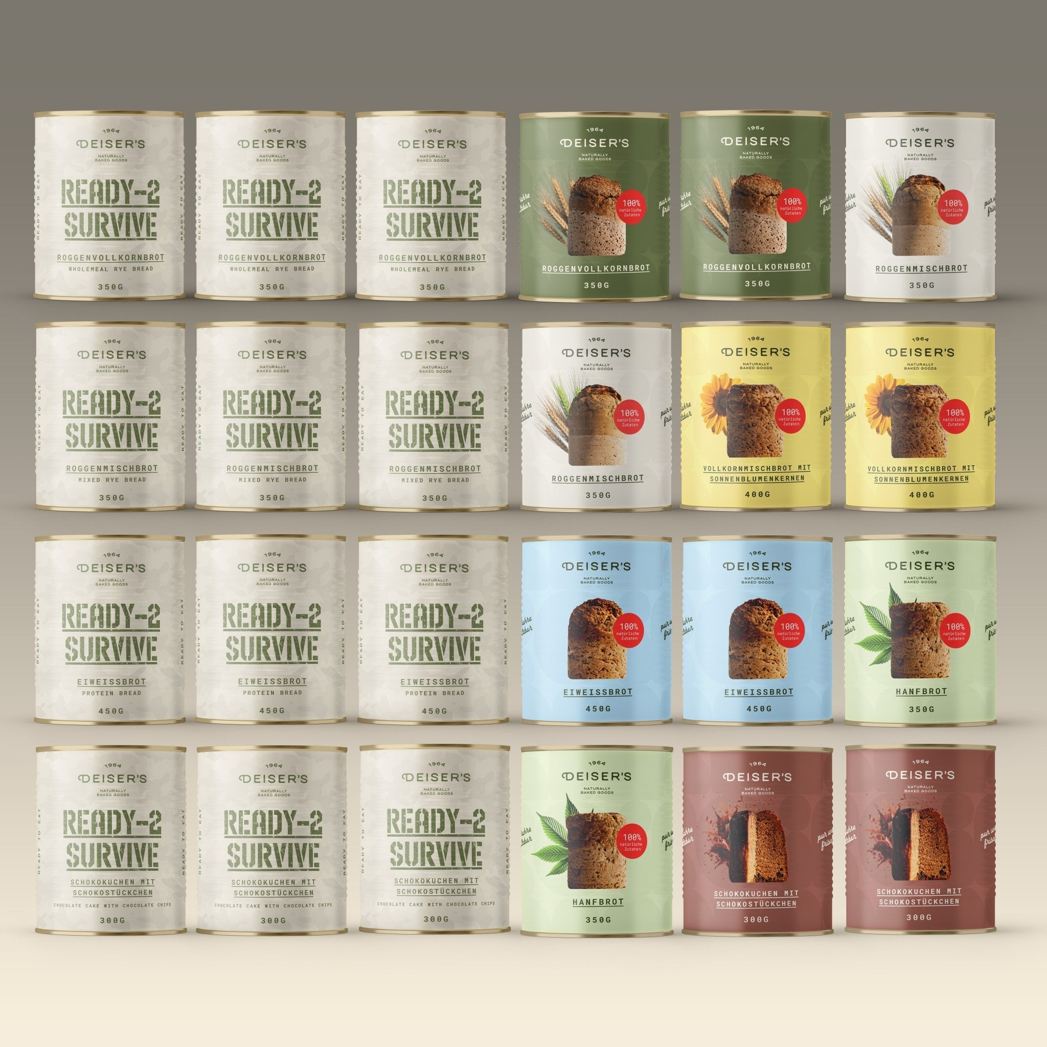 Das komplette Set – groß - 24 Dosen () von Bäckerei Deiser – haltbares Dosenbrot