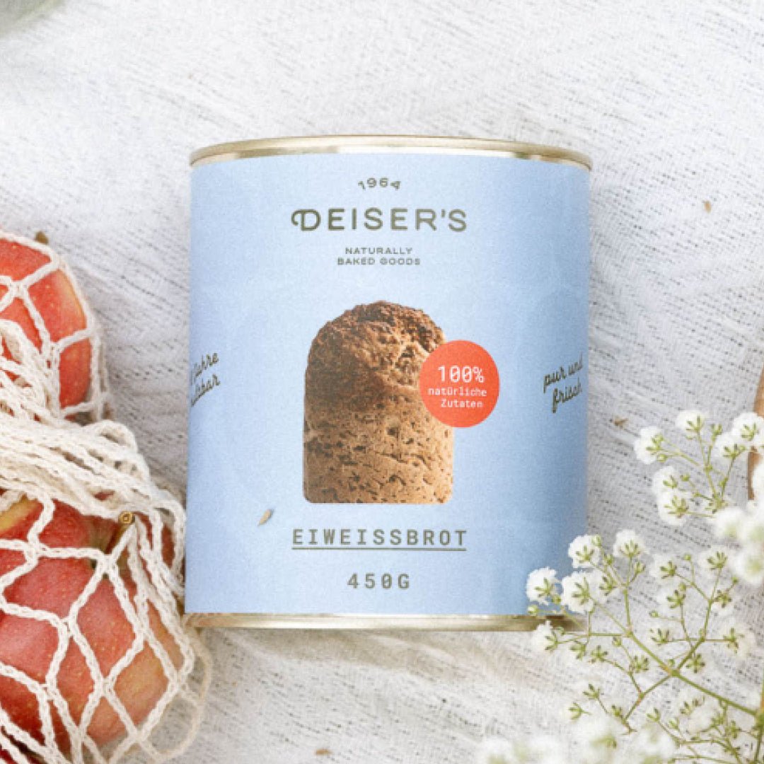 Eiweißbrot, 450g (6 Stück) von Bäckerei Deiser – haltbares Dosenbrot