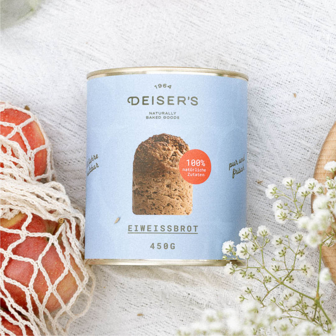 Eiweißbrot, 450g (6 Stück) von Bäckerei Deiser – haltbares Dosenbrot
