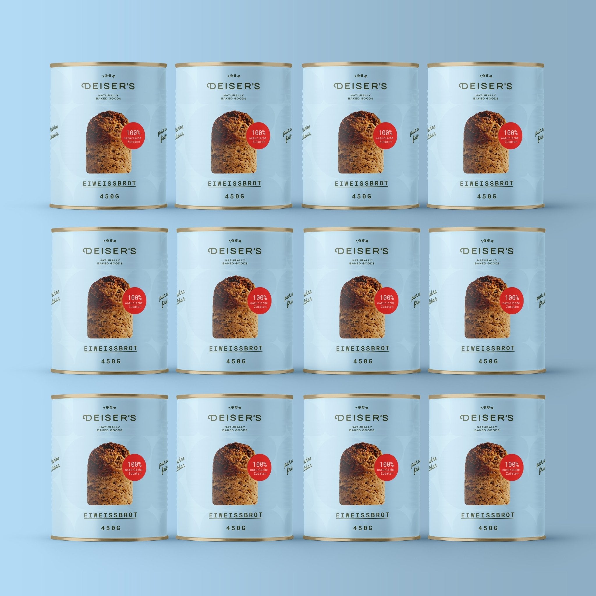 Eiweißbrot, 450g (12 Stück) von Bäckerei Deiser – haltbares Dosenbrot
