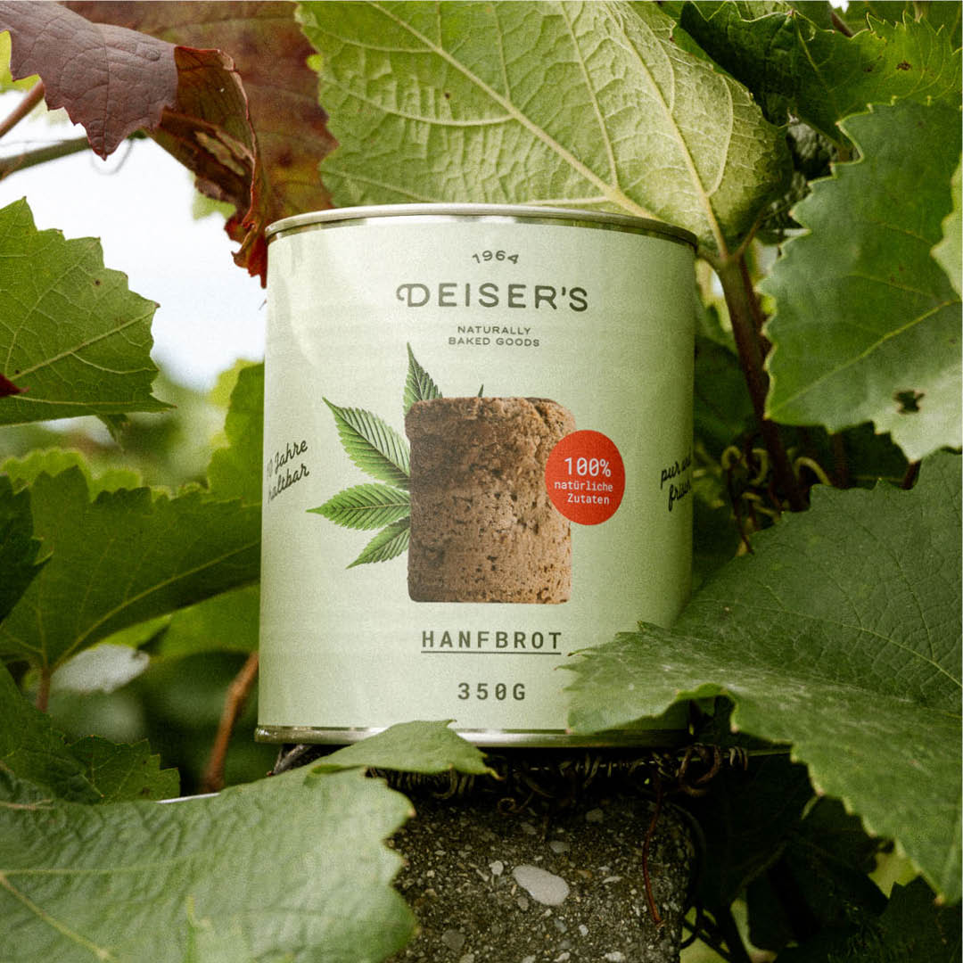 Hanfbrot mit Hanfsamen, 350g (6 Stück) von Bäckerei Deiser – haltbares Dosenbrot