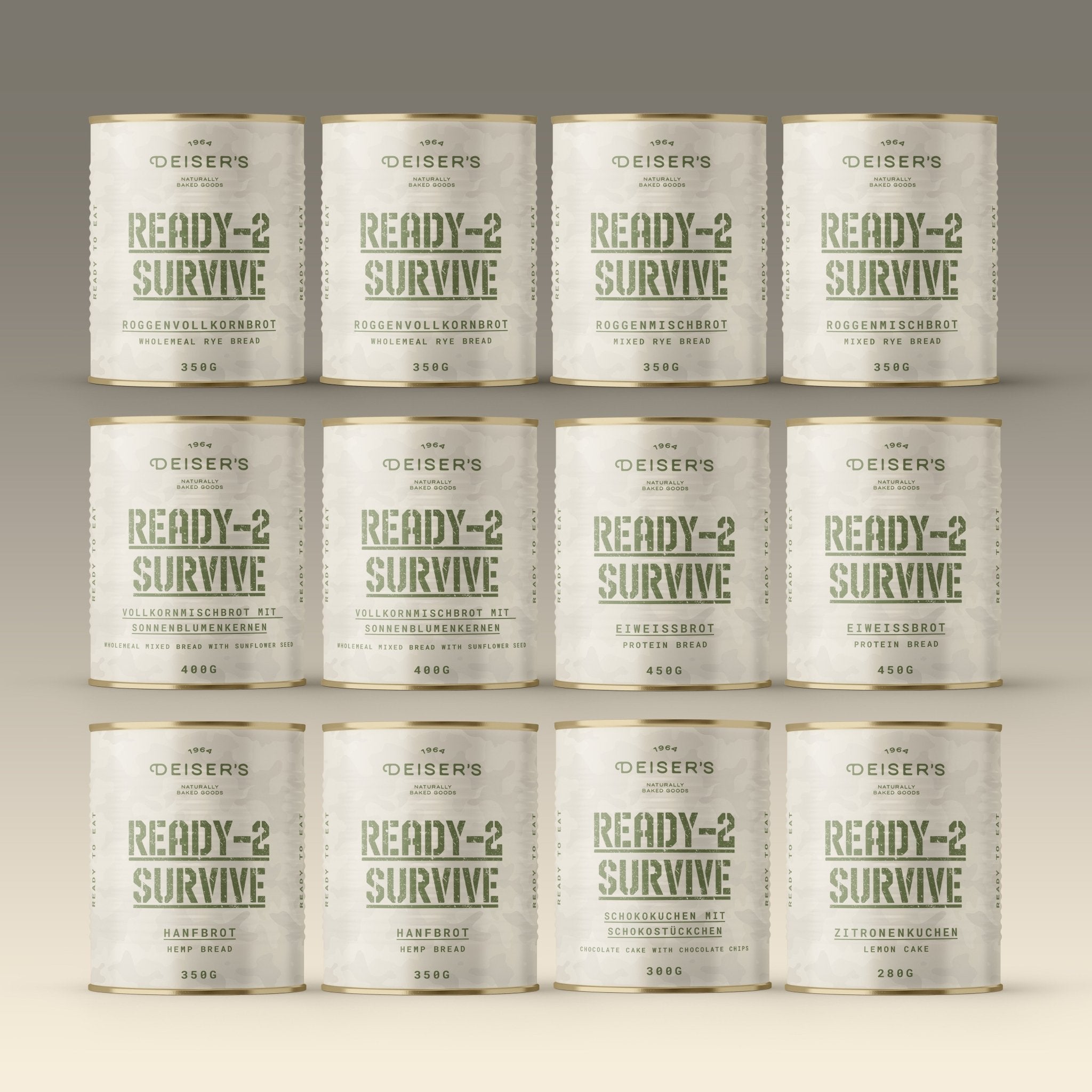 R2S – Taste - Box "Brot & Kuchen" (12 Dosen) () von Bäckerei Deiser – haltbares Dosenbrot