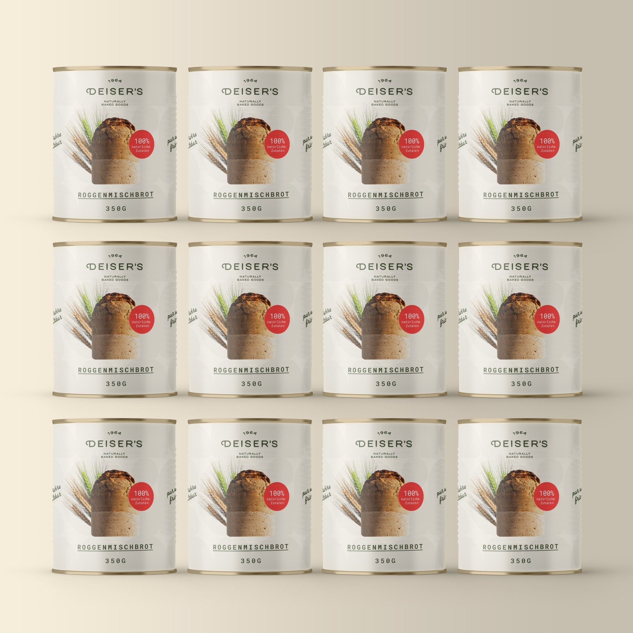 Roggenmischbrot, 350g (12 Stück) von Bäckerei Deiser – haltbares Dosenbrot