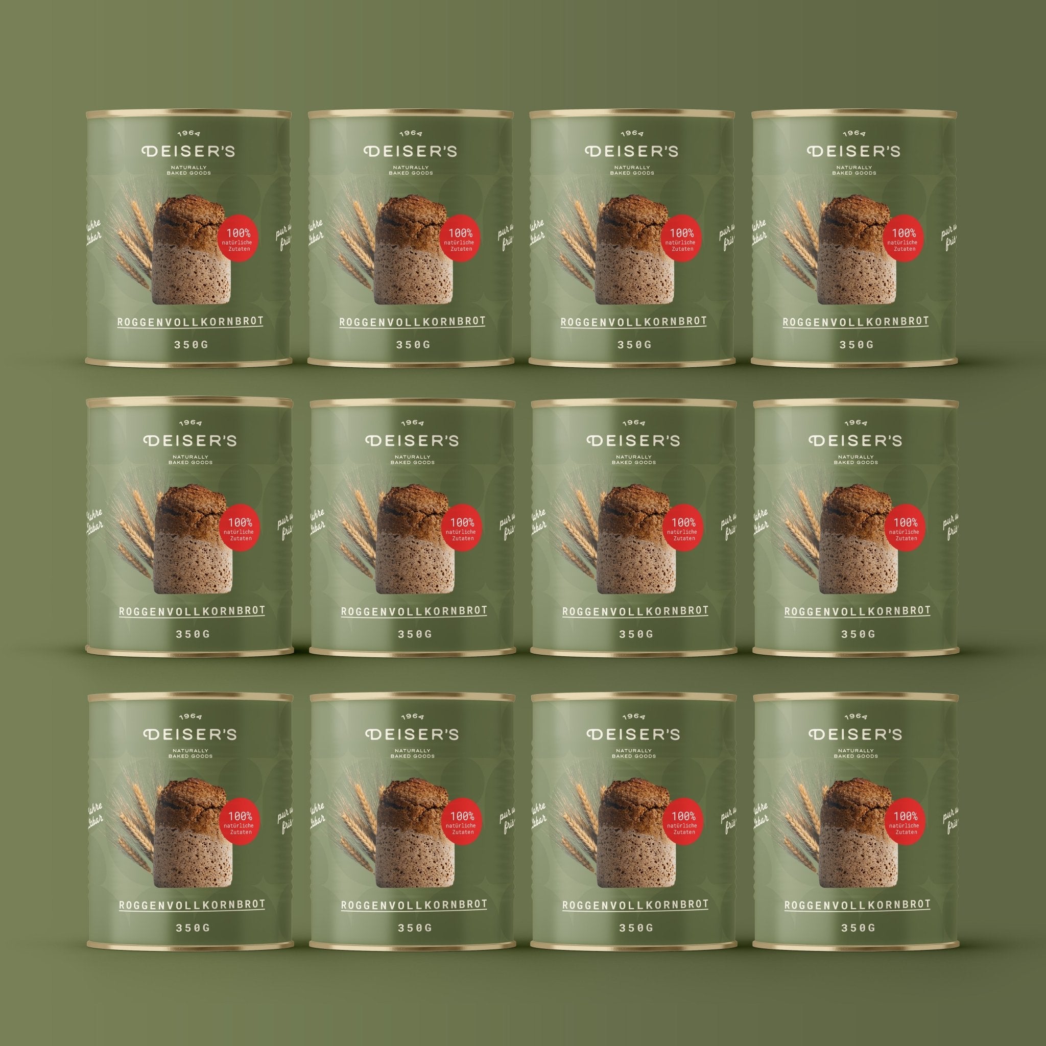 Roggenvollkornbrot, 350g (12 Stück) von Bäckerei Deiser – haltbares Dosenbrot