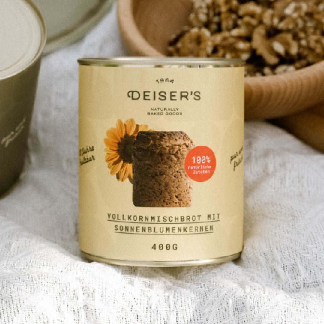 Vollkornmischbrot mit Sonnenblumenkernen, 400g (6 Stück) von Bäckerei Deiser – haltbares Dosenbrot